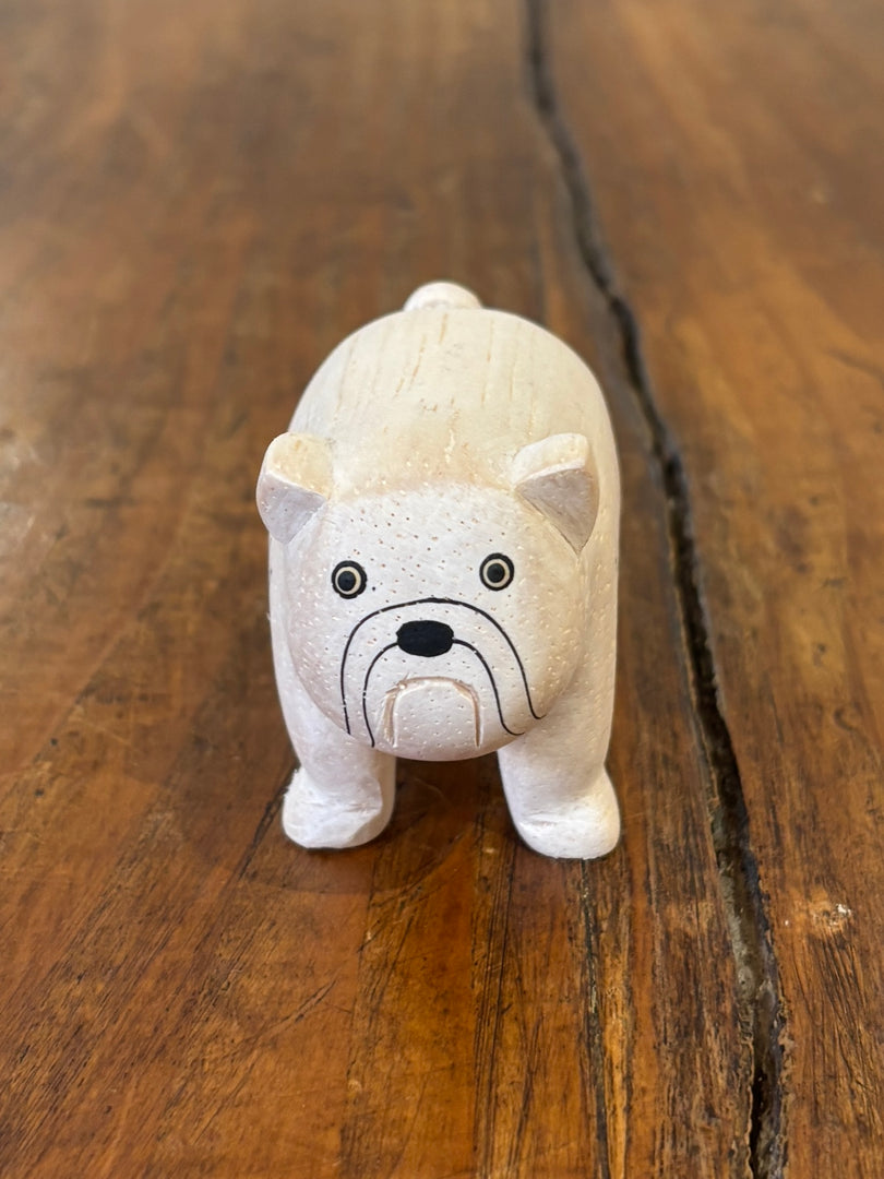 Chien Bulldog Figurine en Bois - T-Lab.