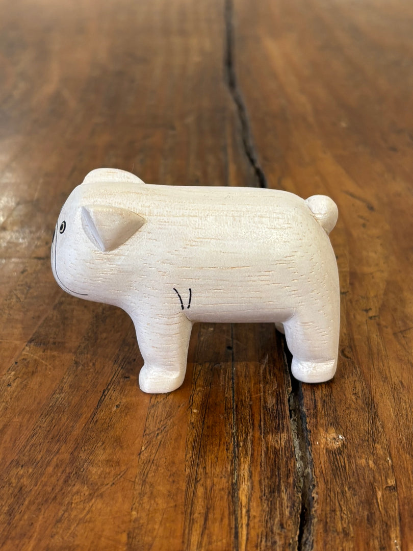 Chien Bulldog Figurine en Bois - T-Lab.