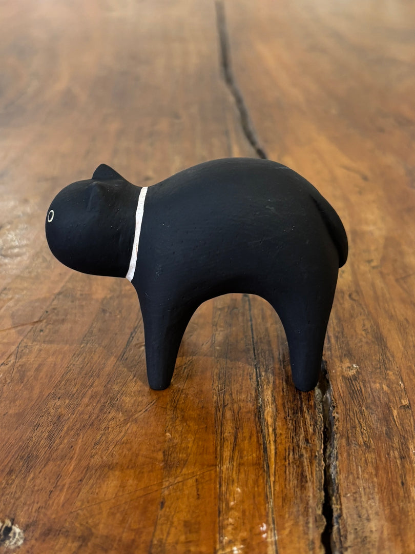 Chat Noir Figurine en Bois - T-Lab.