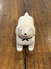 Chien Teckel Blanc Figurine en Bois - T-Lab.