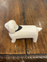Chargez l'image dans le visionneur de galerie, Chien Teckel Blanc Figurine en Bois - T-Lab.