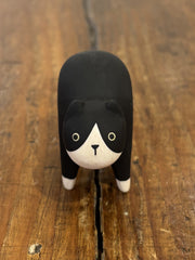Chat Bicolore Figurine en Bois - T-Lab.